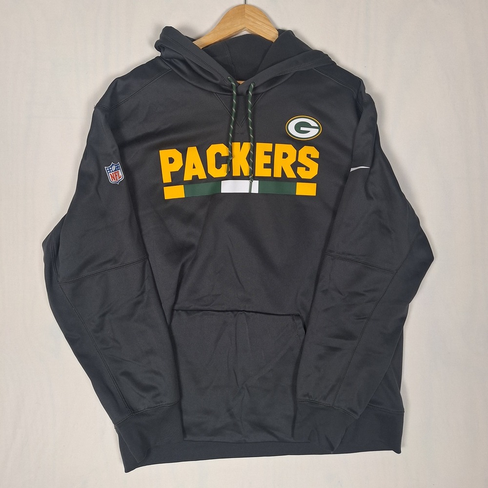 Nike NFL Green Bay Packers Dri-FIT Hoodie Sweatshirt Black XXL